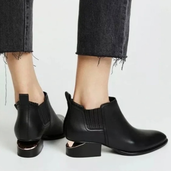 Alexander Wang Black Ankle Boots with Silver Accent - Picture 1 of 8